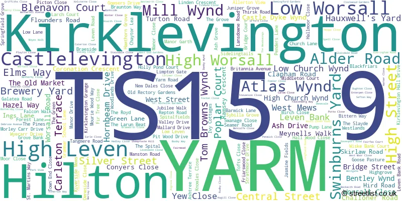 A word cloud for the TS15 9 postcode
